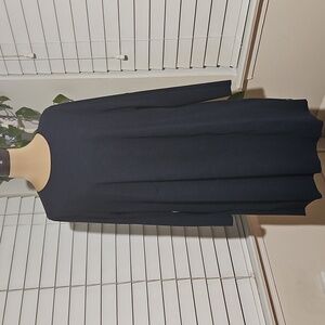 OSKA Navy Blue Long Sleeve Jersey Knit Dress - Minimalist Lagenlook